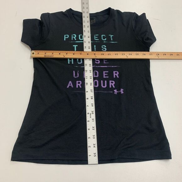 Under Armour T Shirt Womens S Small Black Semi Fitted Protect This House Tee - Picture 4 of 13